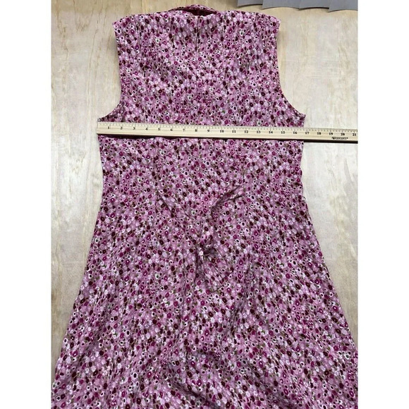 Floral Pink Button Down Sleeveless Dress Parisian Style Vintage - Picture 4 of 6
